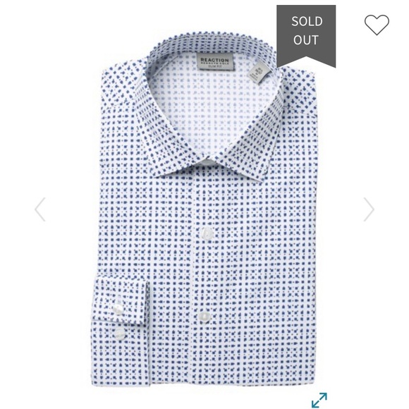 Kenneth Cole Print Slim Fit Dress Shirt 16x32-33 - Picture 8 of 9